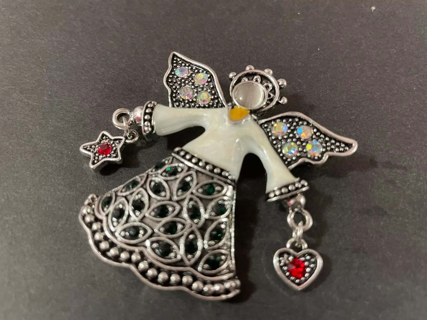 Brooch Angel charm holding heart & star gift jewelry