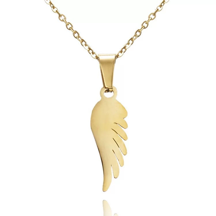 Necklace charm Angel wing stainless jewelry set