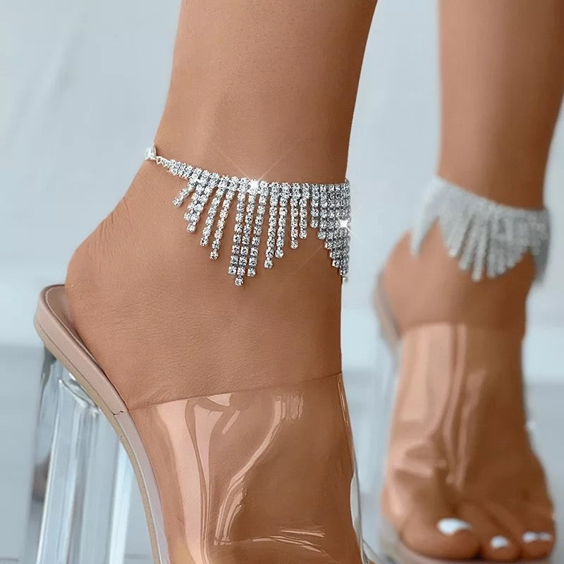 1 pair anklet cocktail jewelry rhinestone bracelet gold/silver