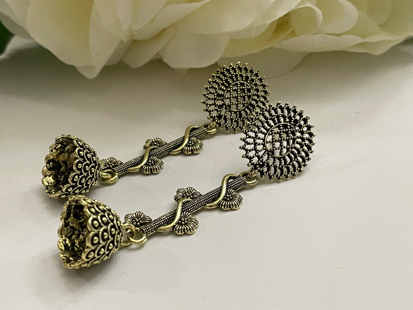 Long earrings antique style stud jewelry