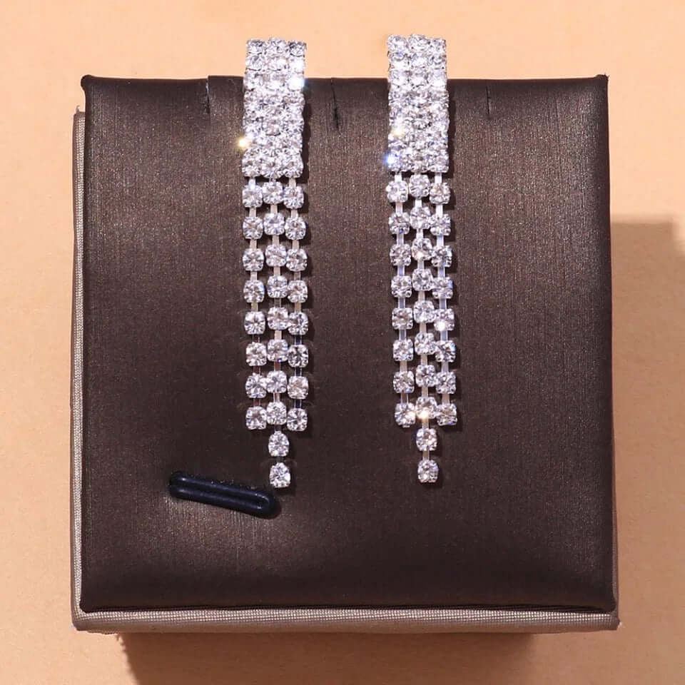 Bridal necklace choker earrings set adjustable silver bling jewelry