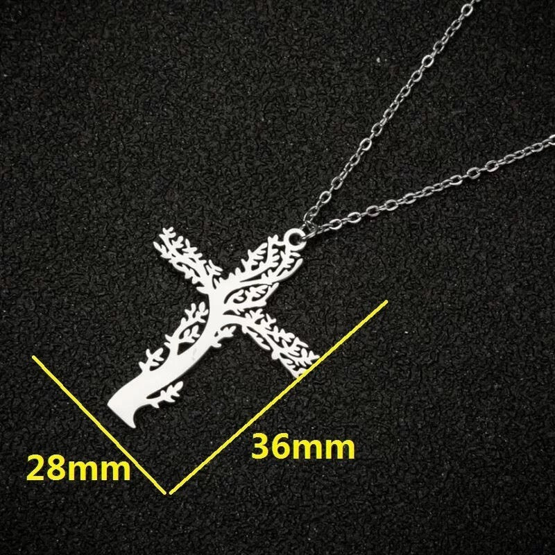 Cross necklace tree of life stainless jewelry