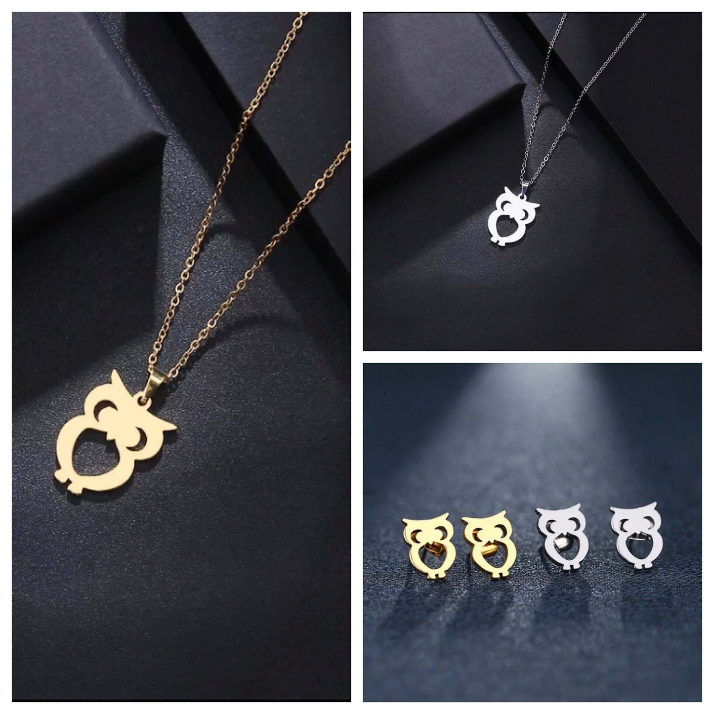 Charm Owl necklace earring set non fade jewelry gift high quality