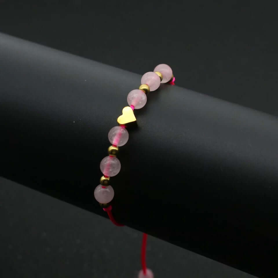 2 piece handcrafted red string Bracelet stone beads & heart charm