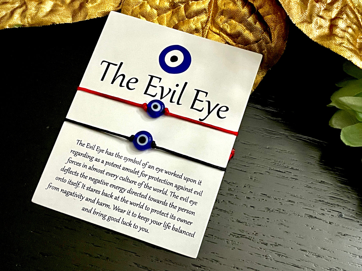 Evil eye bracelet pair thread pull protection jewelry