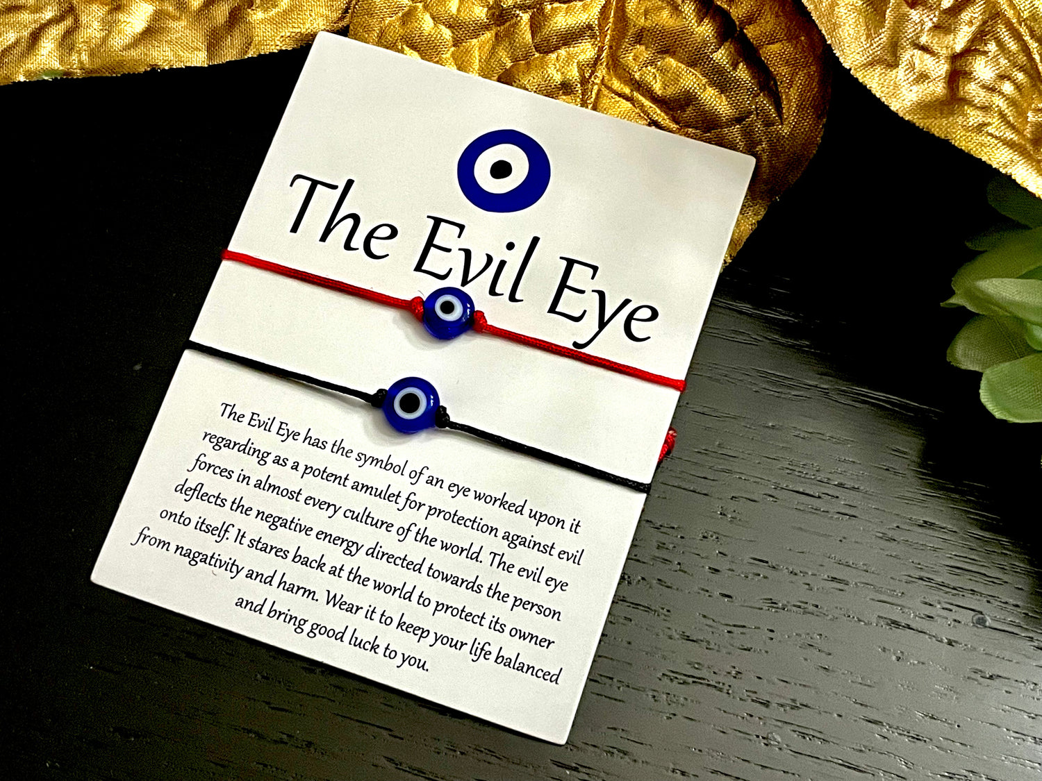 Evil eye bracelet pair thread pull protection jewelry