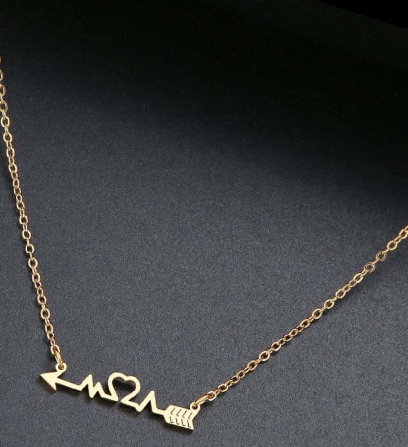Charm necklace arrow and heart stainless no fade gift jewelry