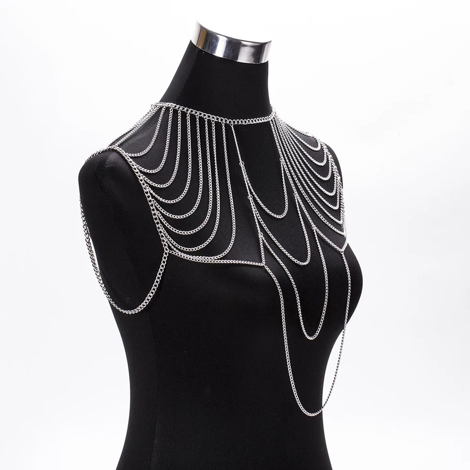 Necklace chain silver shoulder jewelry photo shoot accessories