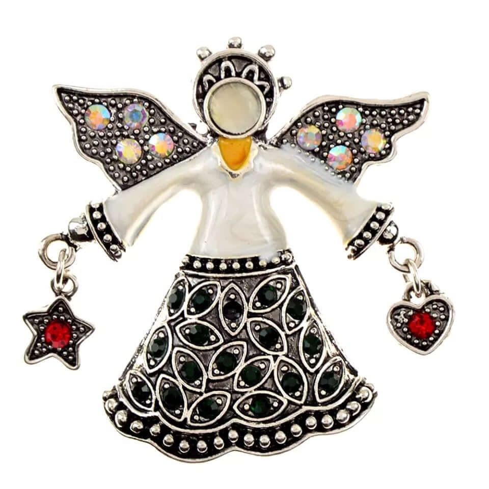 Brooch Angel charm holding heart & star gift jewelry