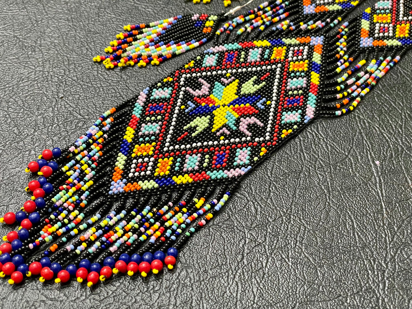 Seed bead handcrafted necklace earrings set