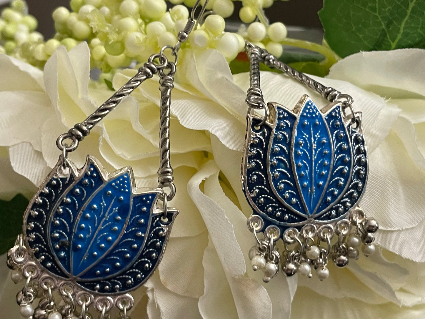 Earrings long lotus flower jewelry
