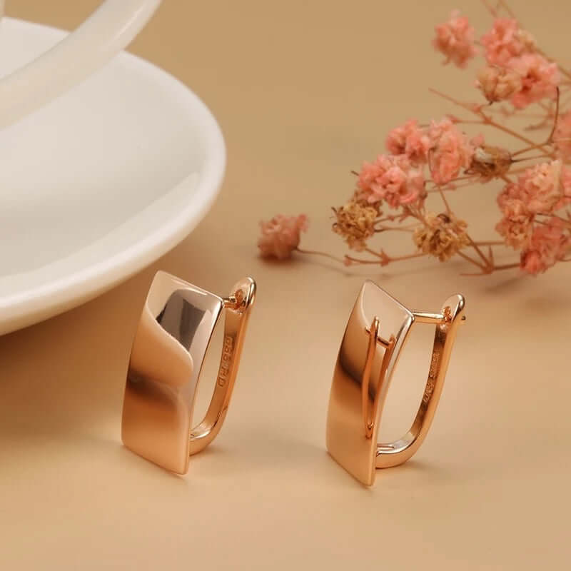 Earrings stud style 585 rose gold plated lightweight jewelry