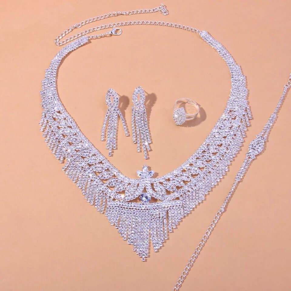 Bridal necklace set Royol combo silver bling rhinestone fashion jewelry