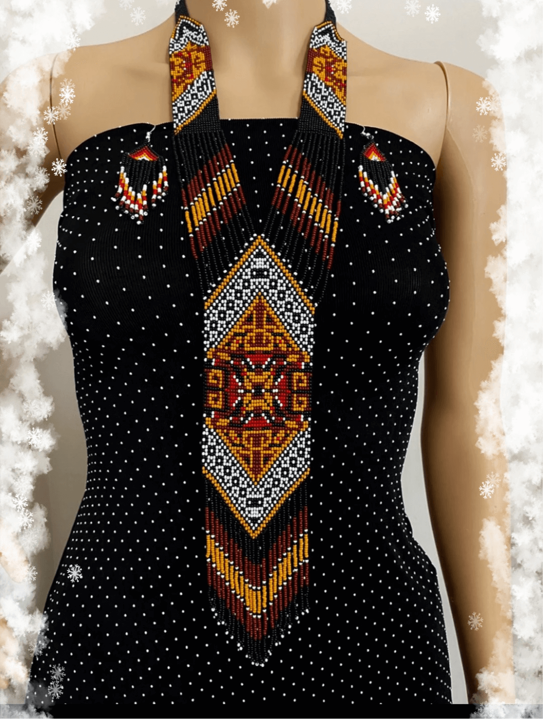 Bead necklace set handcrafted artisan African/boho jewelry set gift for women