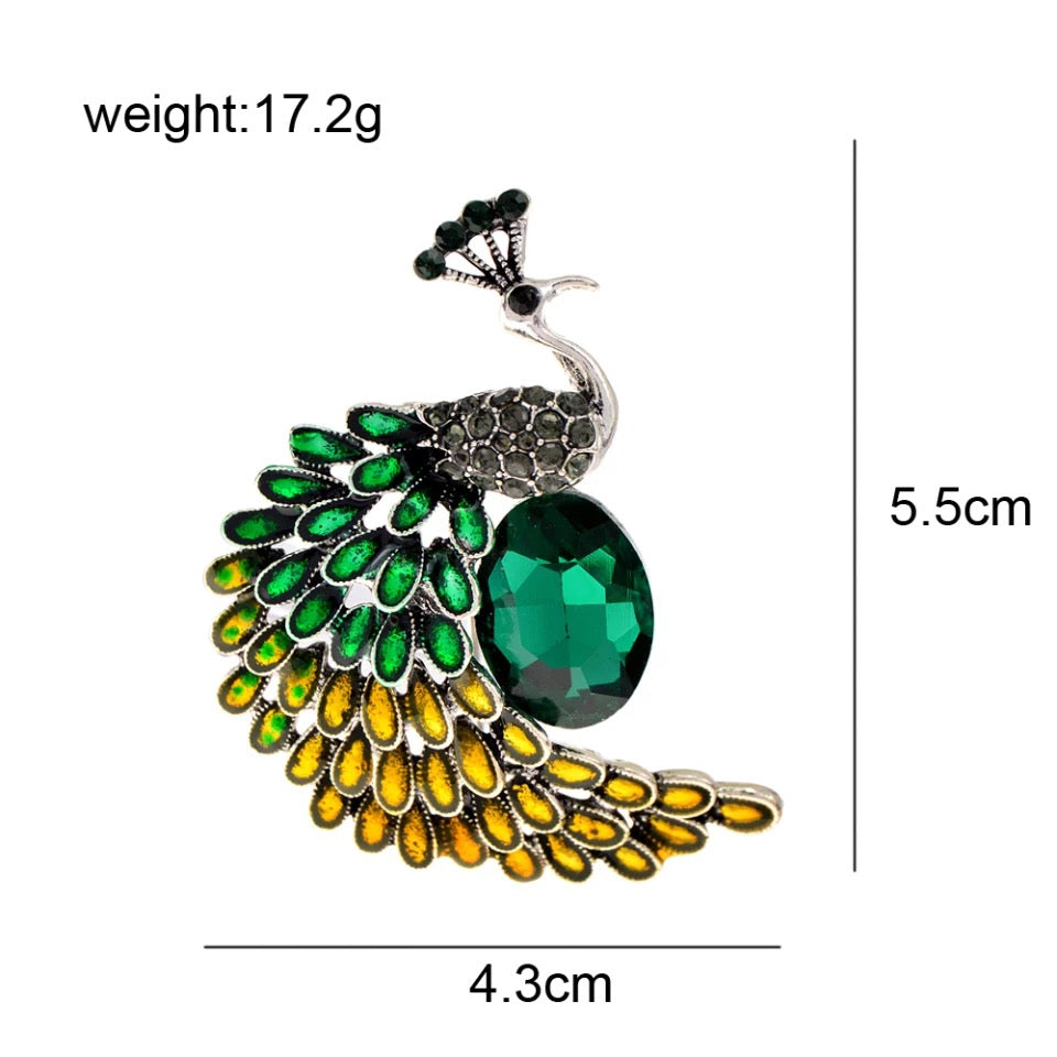 Peacock brooch Beautiful crystal decor scarf pin jewelry gift