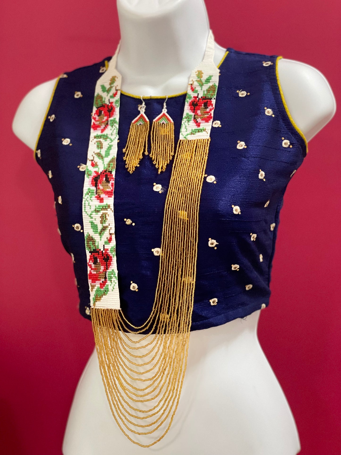 Seed bead necklace earrings set handcrafted African jewelry gift
