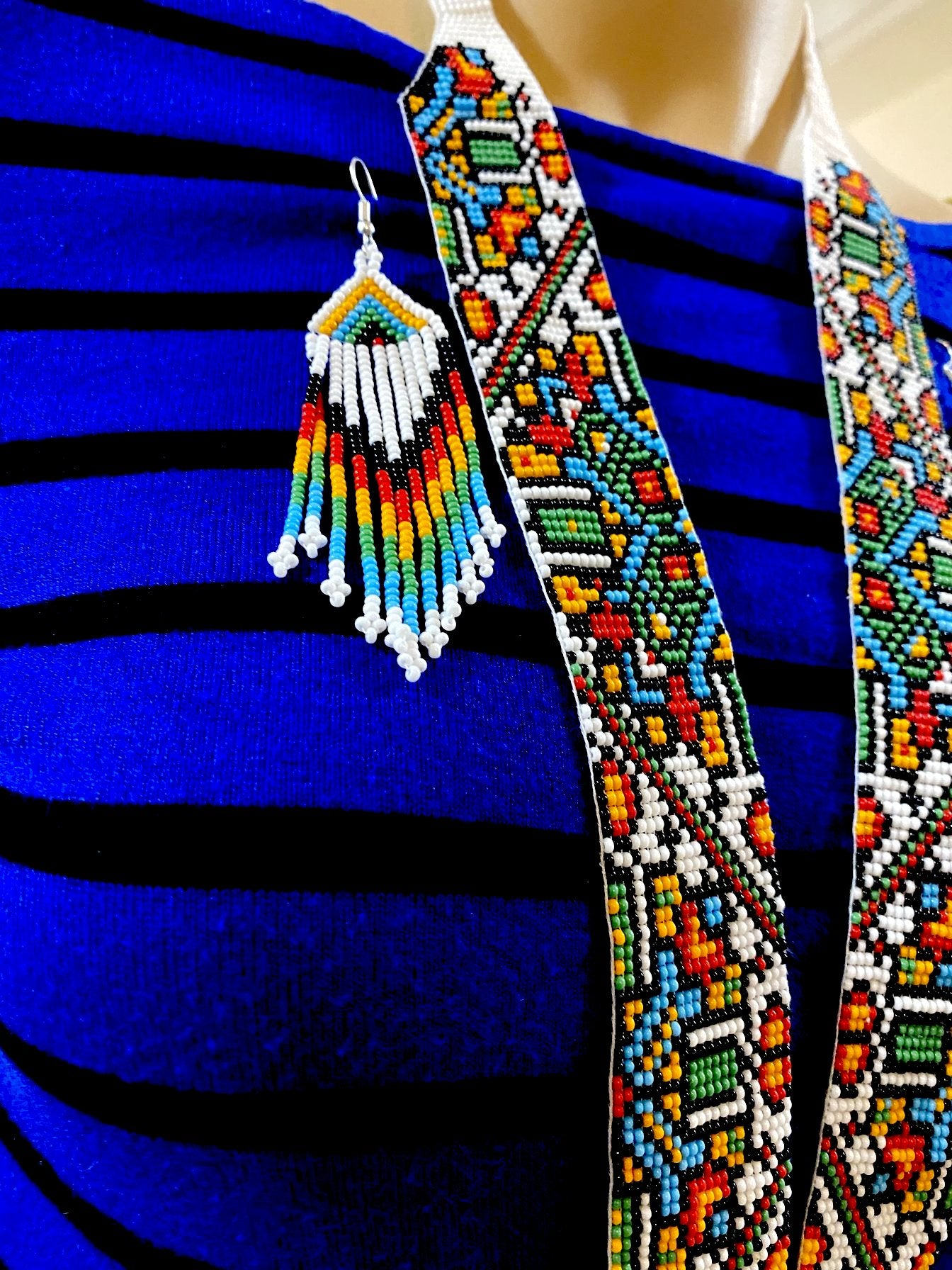 Handcrafted bead necklace earrings set gift jewelry