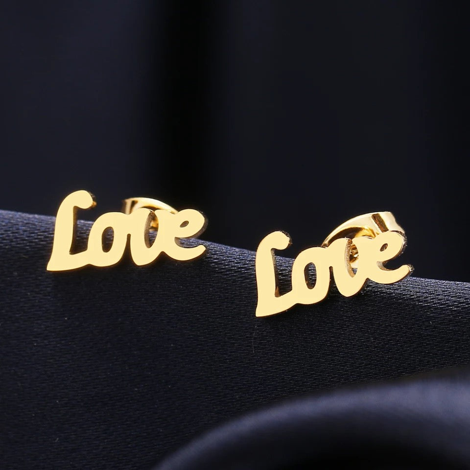 Love earrings stainless no fade 1 pair jewelry