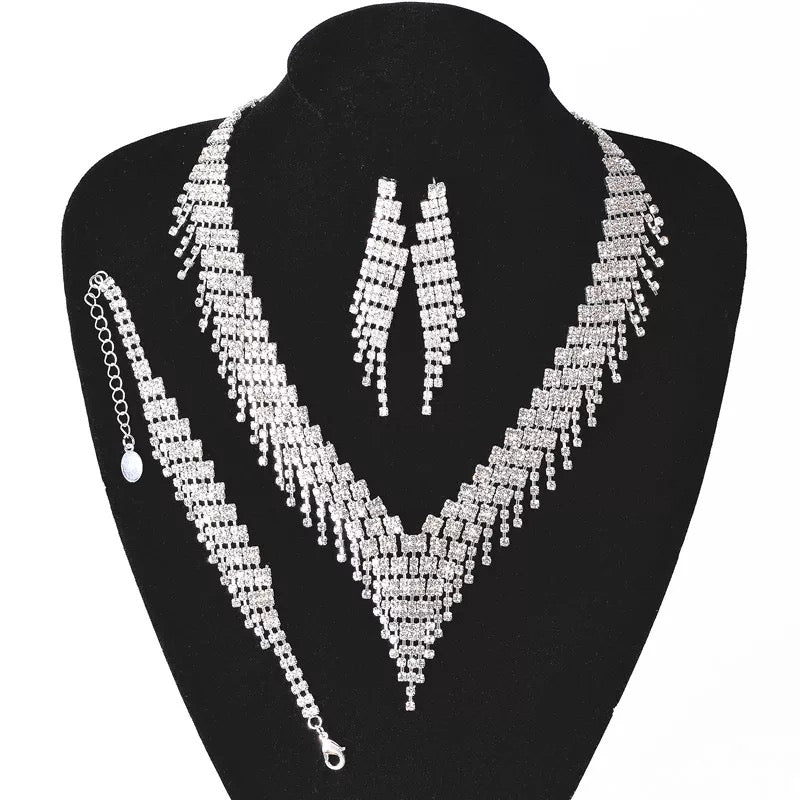 Necklace earrings bracelet ring wedding jewelry gift set
