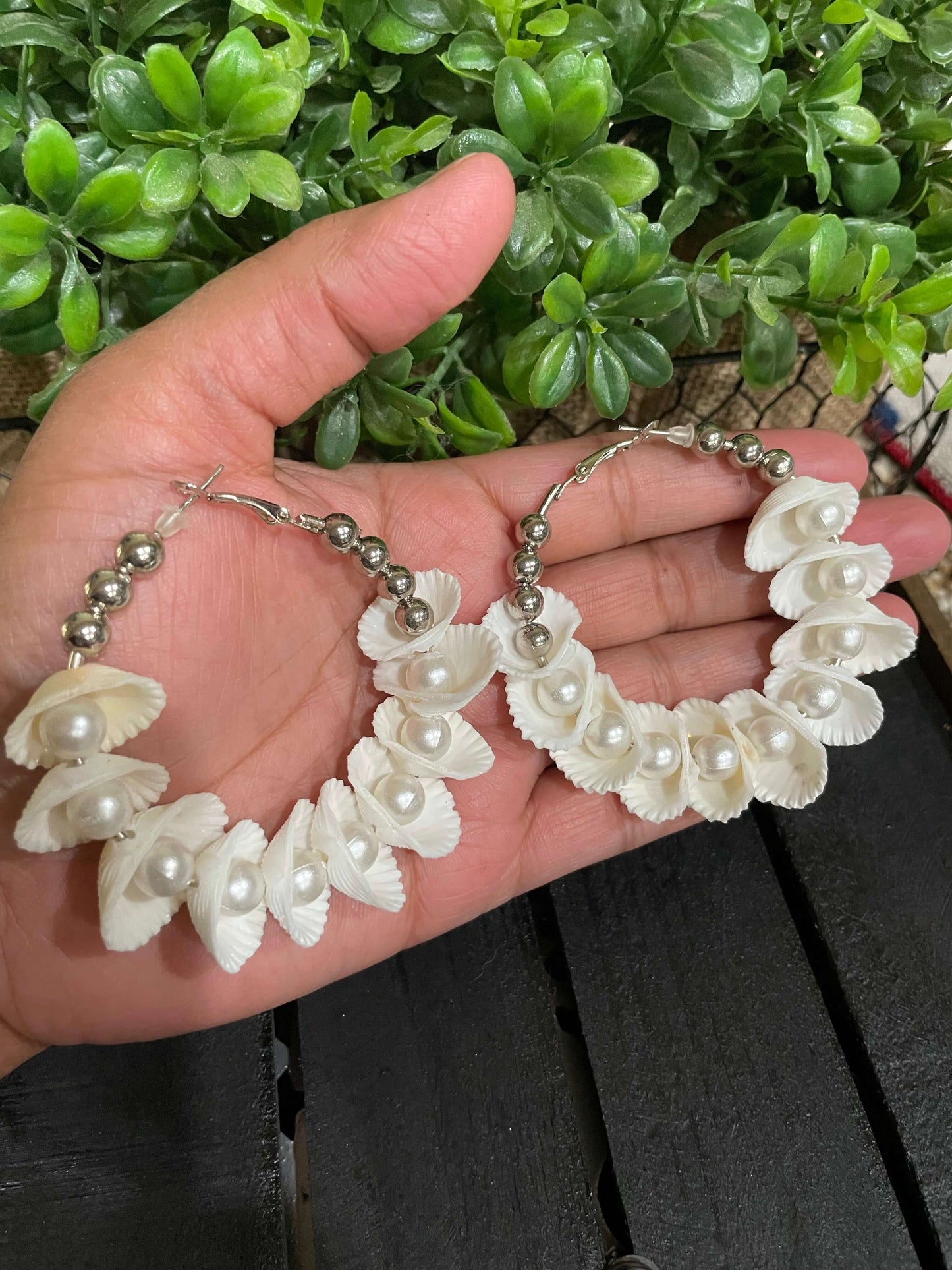 Eco friendly earrings seashell fashion jewelry hoops
