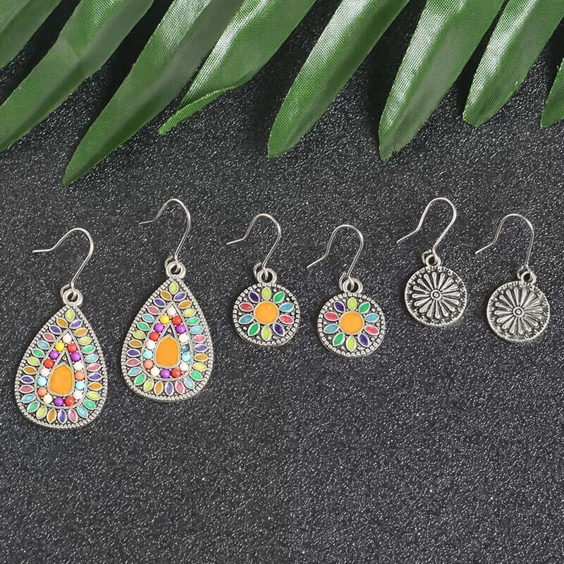 Earrings 3 pairs Oxidized boho style jewelry gift