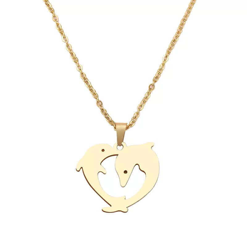 charm necklace dolphin couple stainless jewelry gift