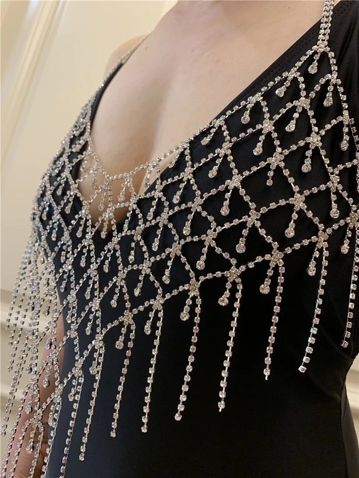 Necklace top rhinestone Body jewelry silver photo shoot gift