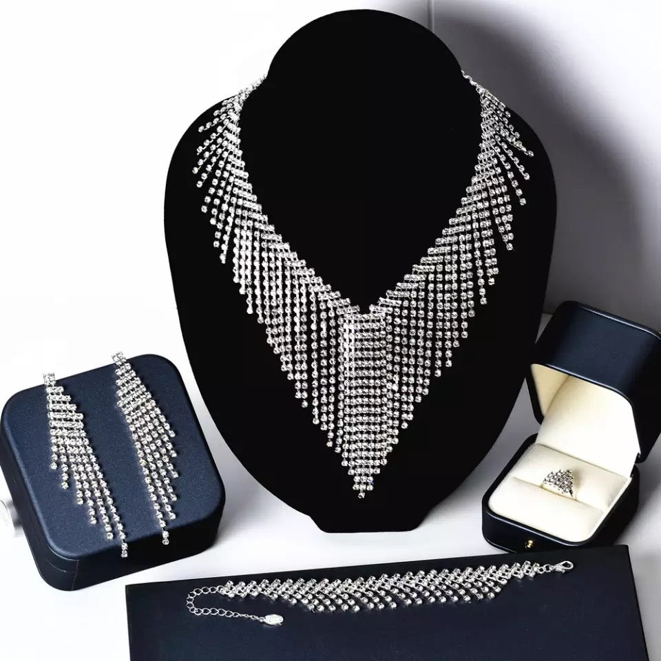 Necklace earrings bracelet set Holiday shine combo jewelry gift