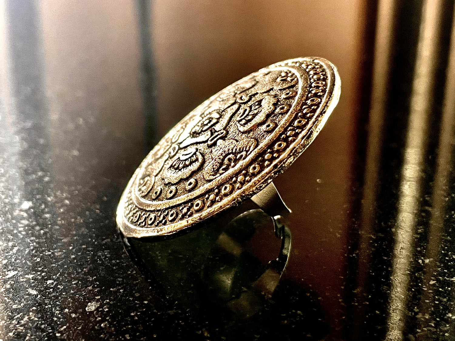 Ring antique look unique adjustable peacock jewelry