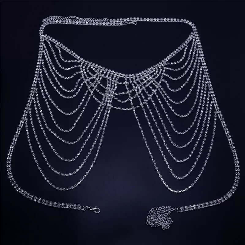 Bikini jewelry body chain bra thong set women photo shoot accessories