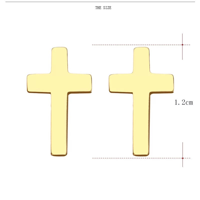 Stainless steel cross stud earrings faith jewelry no fade or tarnish