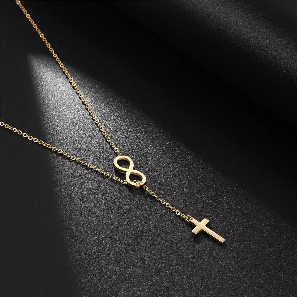 Cross charm necklace infinity decor stainless jewelry