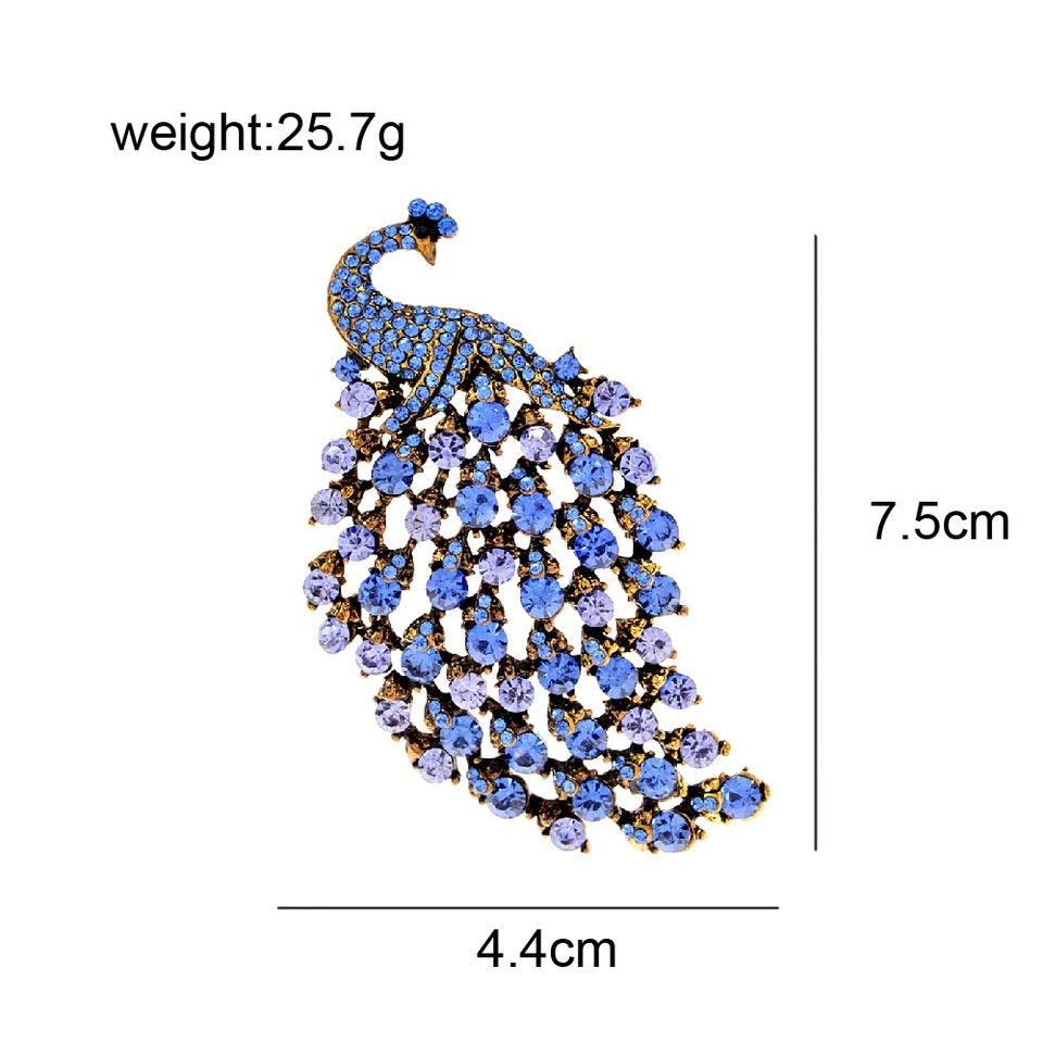 Crystal Peacock Brooch Pin For Women scarf charm Pendant Party Jewelry Gift