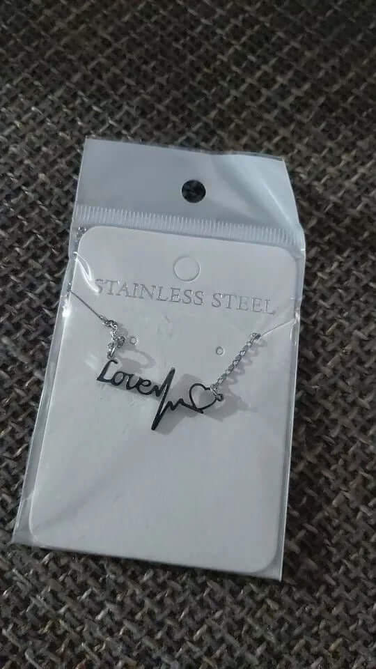 Charm necklace love text heartbeat Valentine’s gift stainless jewelry