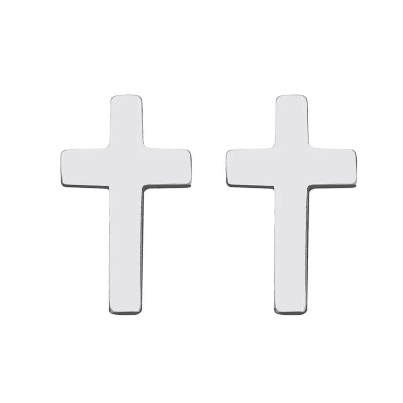 Stainless steel cross stud earrings faith jewelry no fade or tarnish