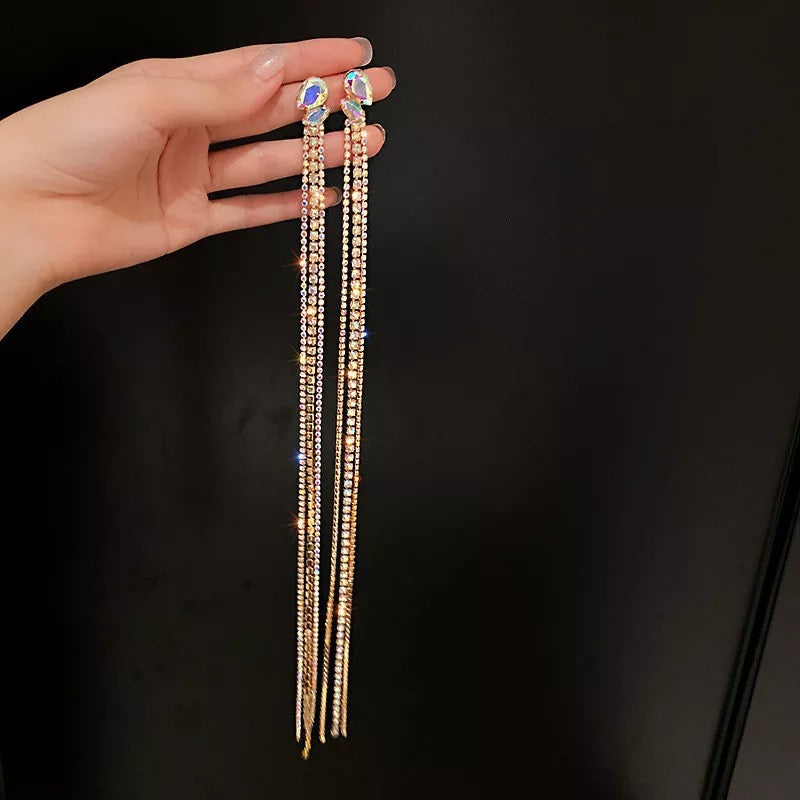 Long tassel earrings Crystal jewelry gift