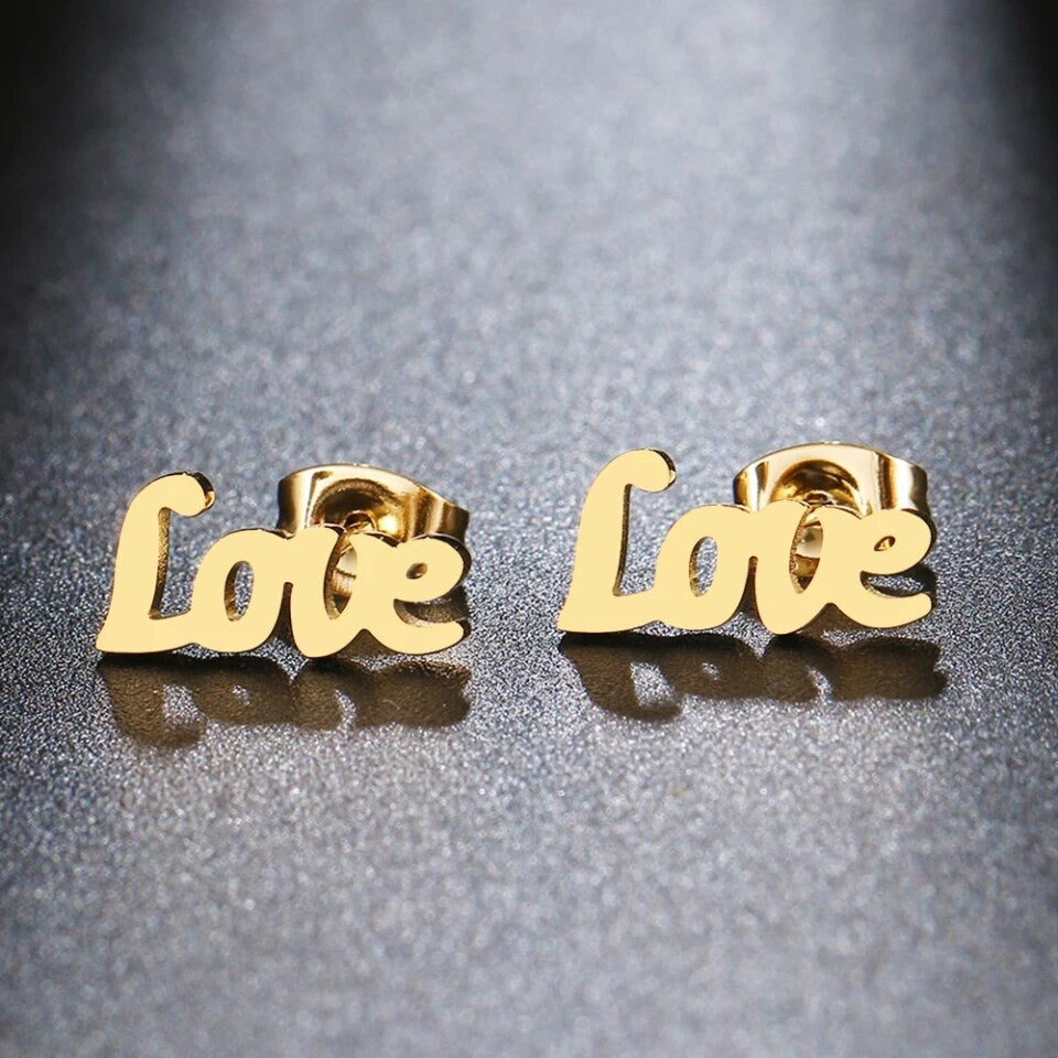 Love earrings stainless no fade 1 pair jewelry