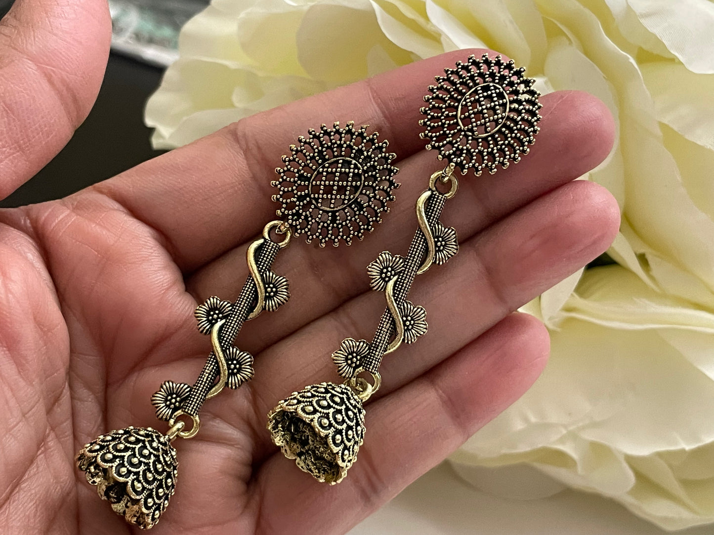 Long earrings antique style stud jewelry