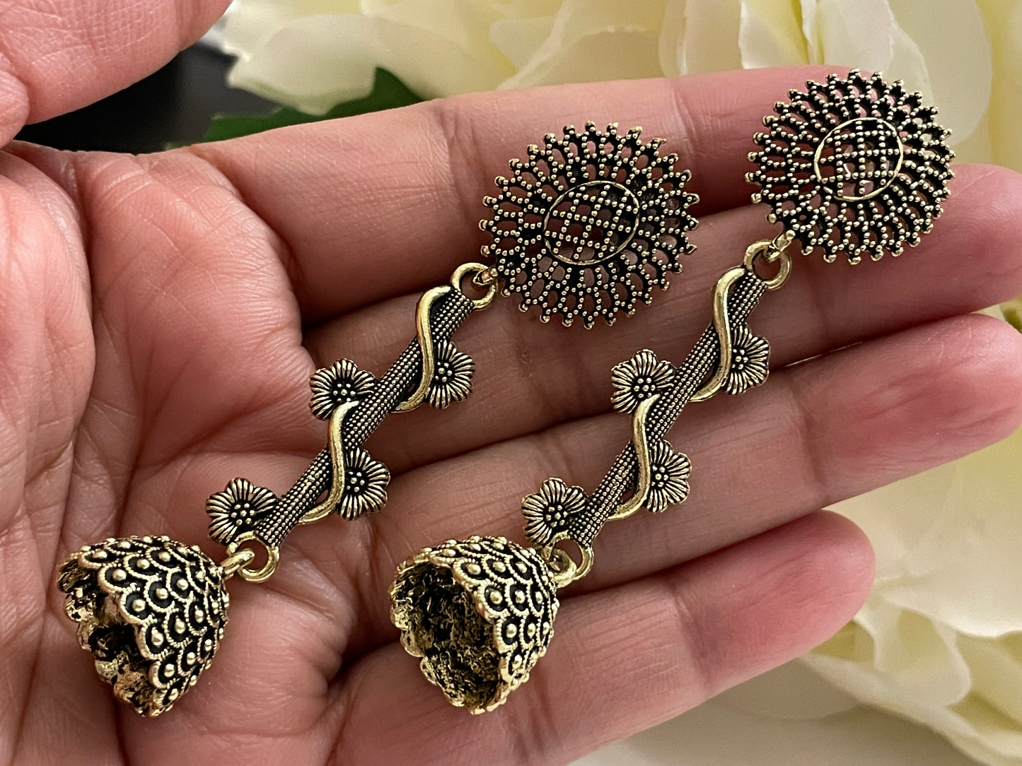 Long earrings antique style stud jewelry