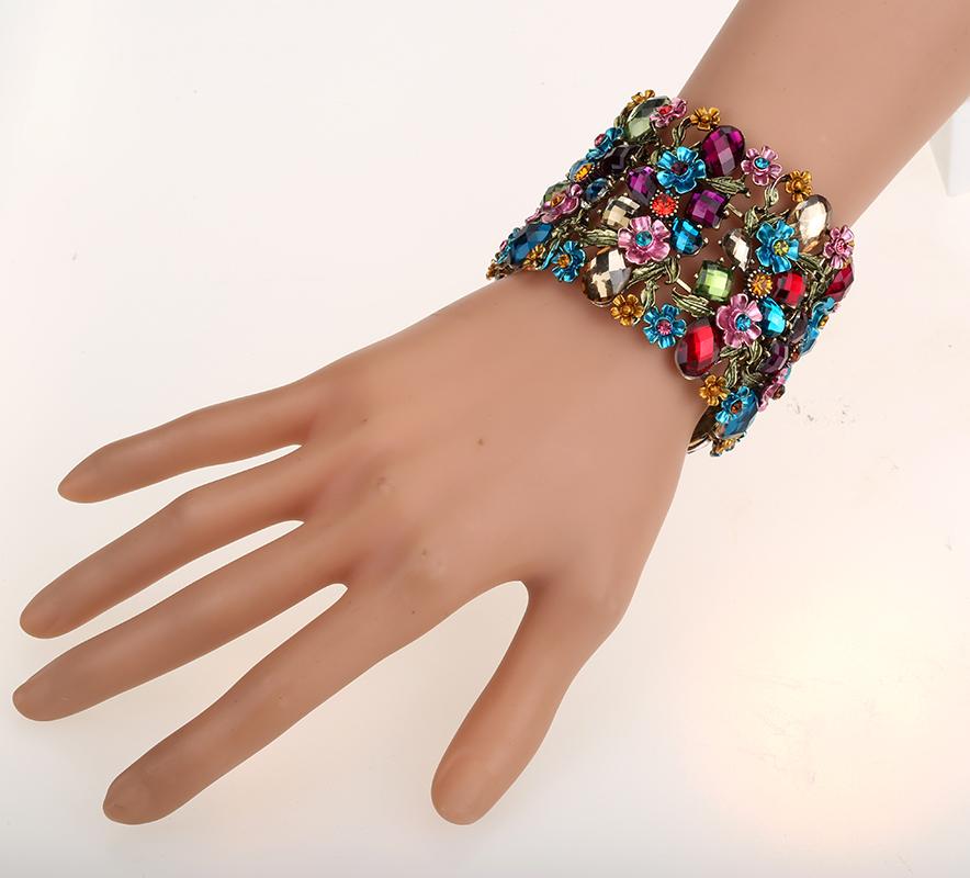 Stretch Bracelet multicolored Flower Women Cuff Fashion Wedding Jewelry Gifts