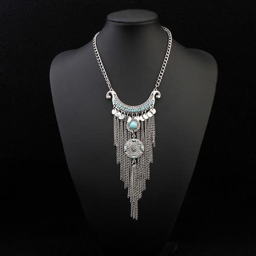 Long Tassel Necklace Oxidized Ethnic bohemian Statement jewelry
