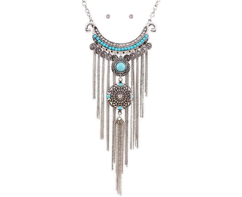 Long Tassel Necklace Oxidized Ethnic bohemian Statement jewelry