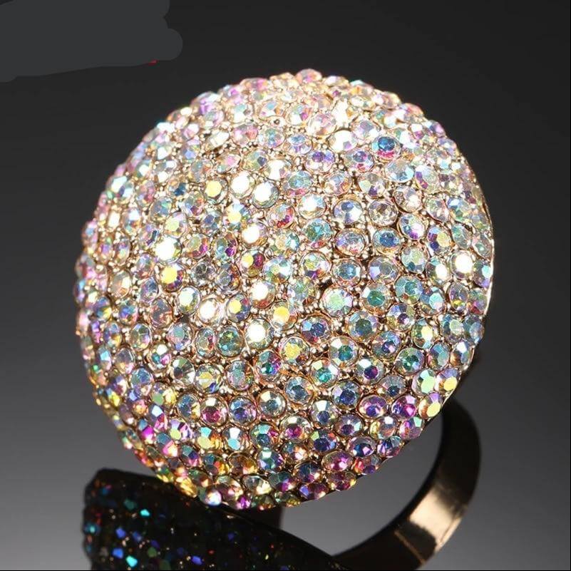 Cocktail Ring AB White color Crystal adjustable Ring