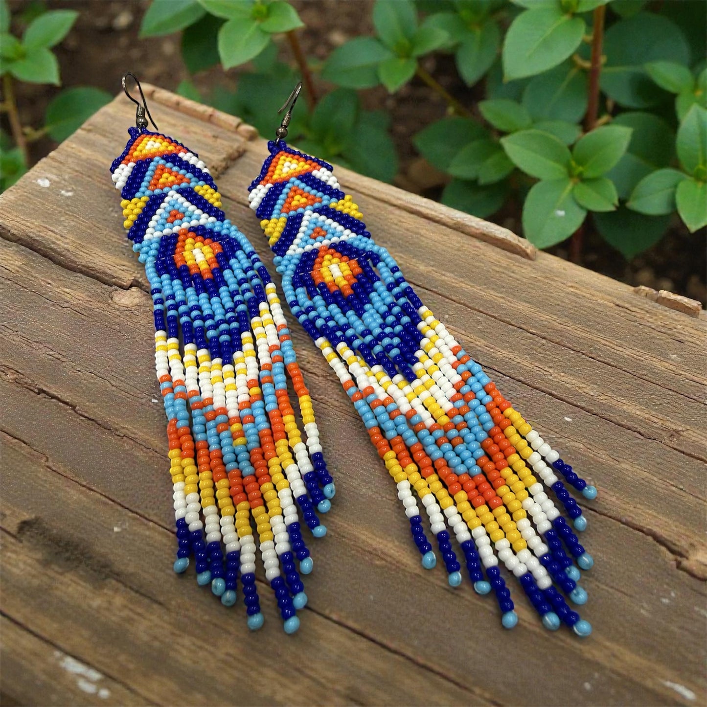 "Handmade Seed Bead Long Tassel Earrings – Boho Statement Lightweight Jewelry"