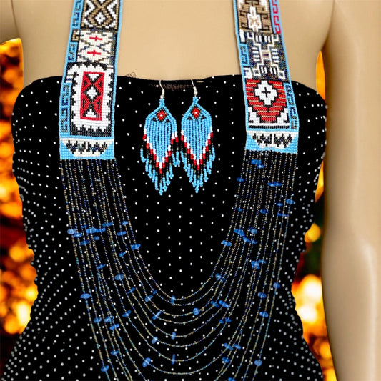 Seed bead necklace Handcrafted boho African jewelry tribal set