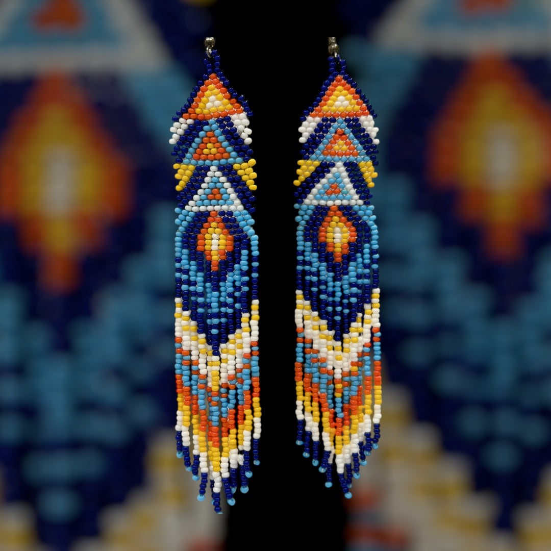 "Handmade Seed Bead Long Tassel Earrings – Boho Statement Lightweight Jewelry"