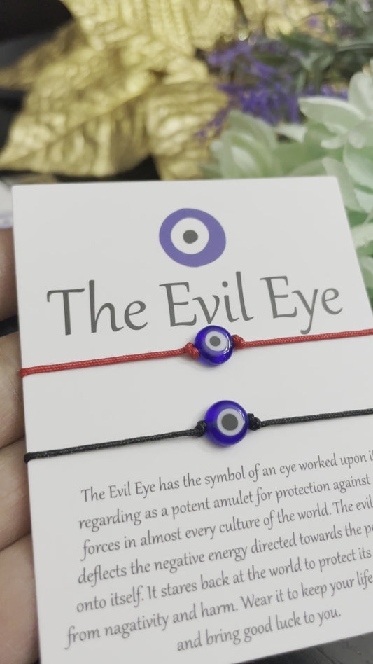Evil eye bracelet pair thread pull protection jewelry