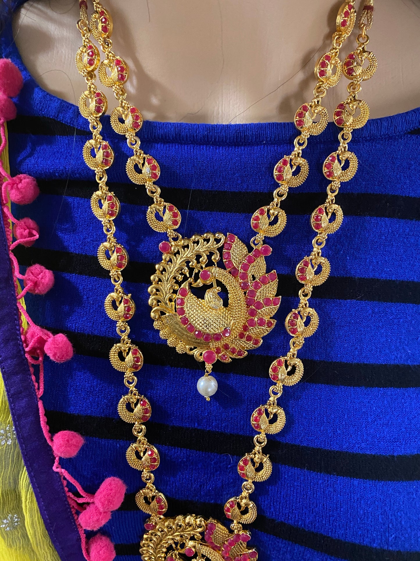 Indian necklace combo bridal Peacock golden set