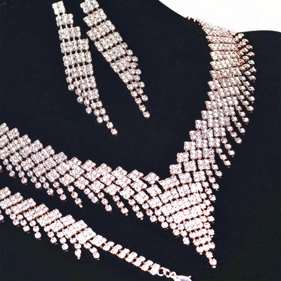 Necklace earrings bracelet ring wedding jewelry gift set