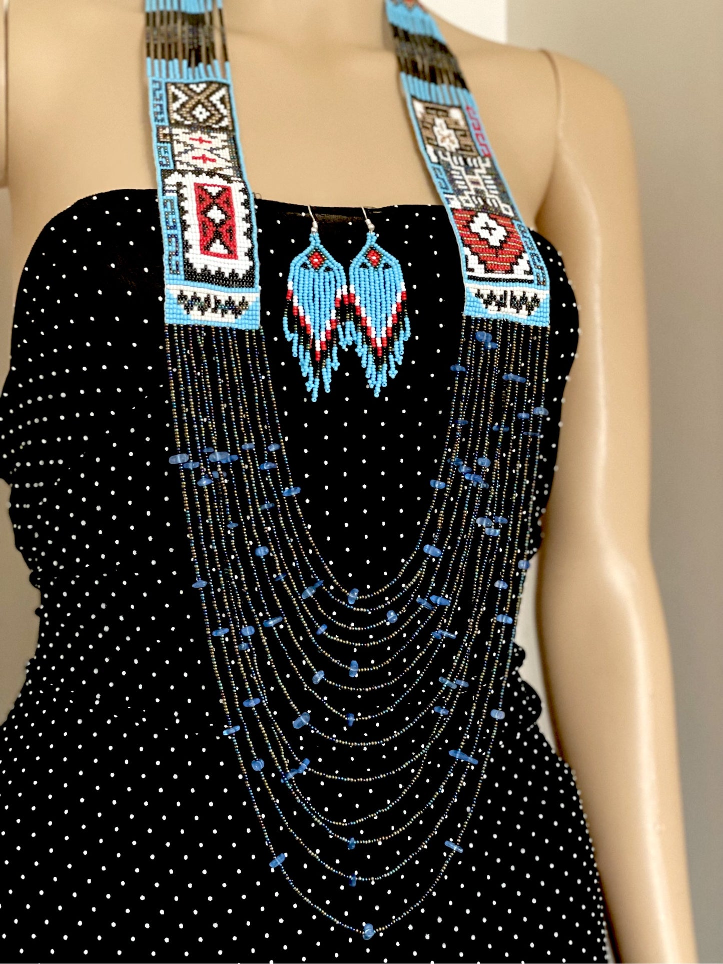 Seed bead necklace Handcrafted boho African jewelry tribal set